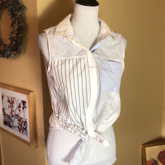 PHILLIP LIM 3:1 sz 6 Cotton Sleeveless MulitiStripe ColorBlock Buttonfront $129 - Picture 2 of 15